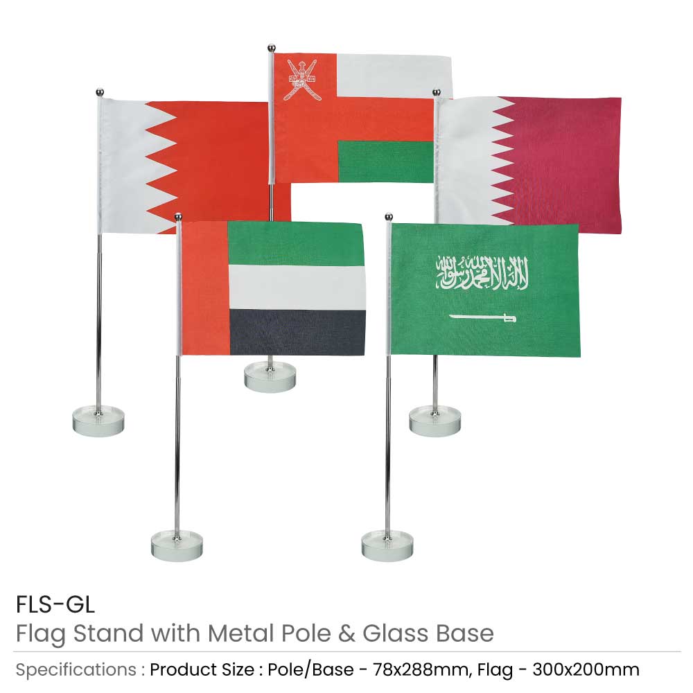 Flag with Metal Pole & Clear Glass Round Base thumbnail